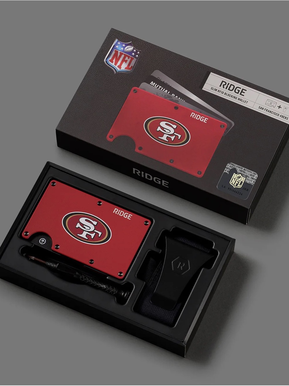 Ridge NFL San Francisco 49ers Red Aluminum Wallet W/ Money Clip - NWT Never Used